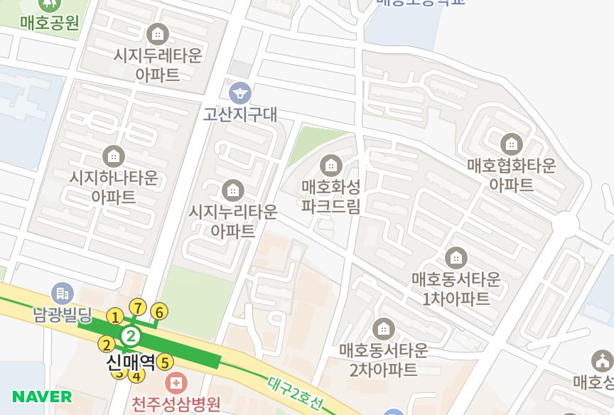 대구광역시 수성구 매호동 승현하이츠 위치·실거래 시세 지도