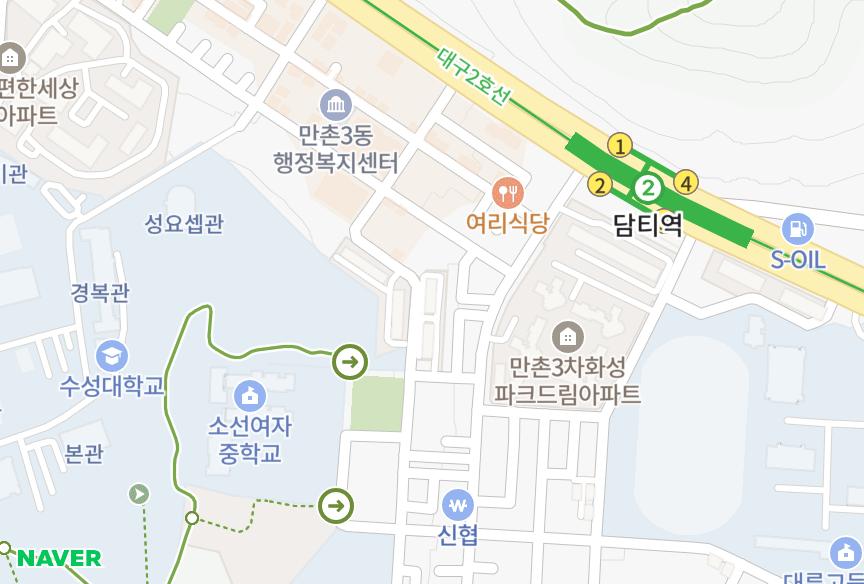 대구광역시 수성구 만촌동 초원 위치·실거래 시세 지도