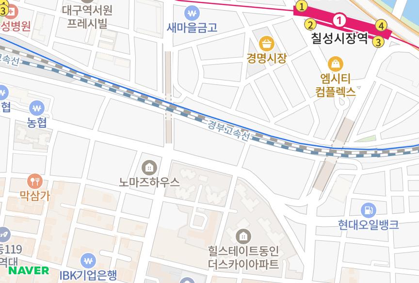 대구광역시 중구 동인동1가 동인태평78차 위치·실거래 시세 지도