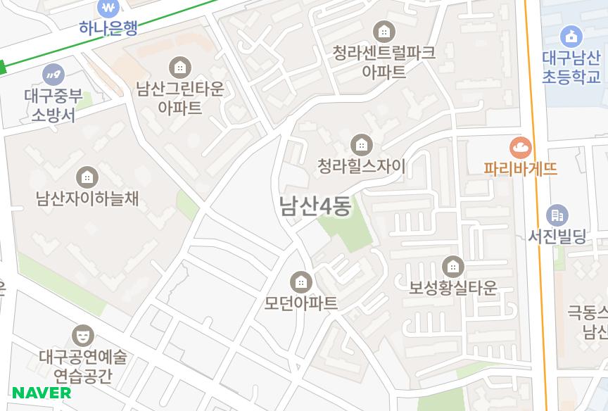 대구광역시 중구 남산동 심미한마음 위치·실거래 시세 지도