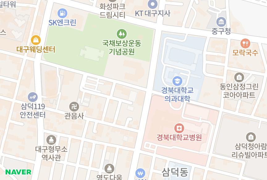 대구광역시 중구 삼덕동2가 삼덕아이파크 위치·실거래 시세 지도