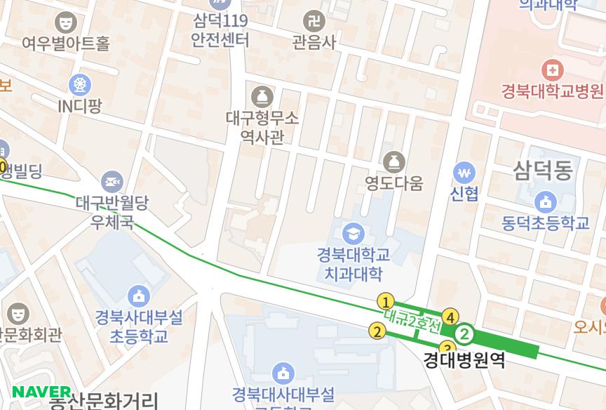 대구광역시 중구 삼덕동2가 삼덕드림타운 위치·실거래 시세 지도