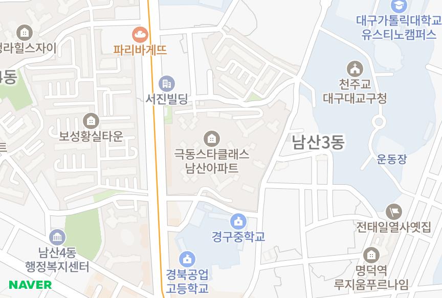 대구광역시 중구 동인동3가 극동스타클래스남산 위치·실거래 시세 지도