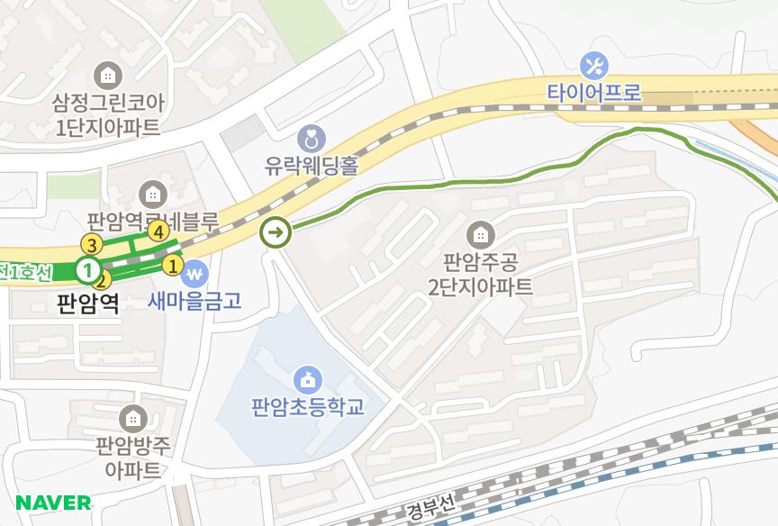 대전광역시 동구 판암동 주공2차 위치·실거래 시세 지도