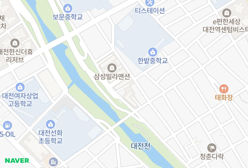 대전광역시 동구 삼성동 삼성 위치·실거래 시세 지도