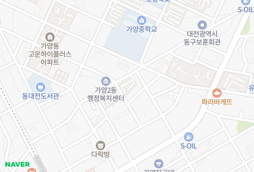 대전광역시 동구 가양동 한산 위치·실거래 시세 지도