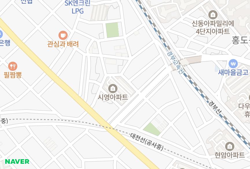 대전광역시 동구 홍도동 시영 위치·실거래 시세 지도