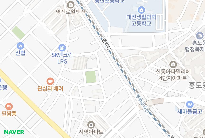 대전광역시 동구 홍도동 대호하이츠 위치·실거래 시세 지도
