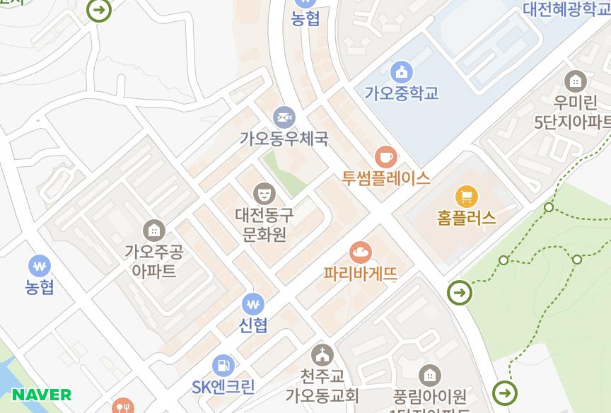 대전광역시 동구 가오동 수팰리스 위치·실거래 시세 지도
