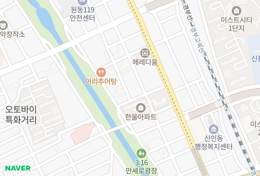 대전광역시 동구 인동 힐링타운도시형주택 위치·실거래 시세 지도