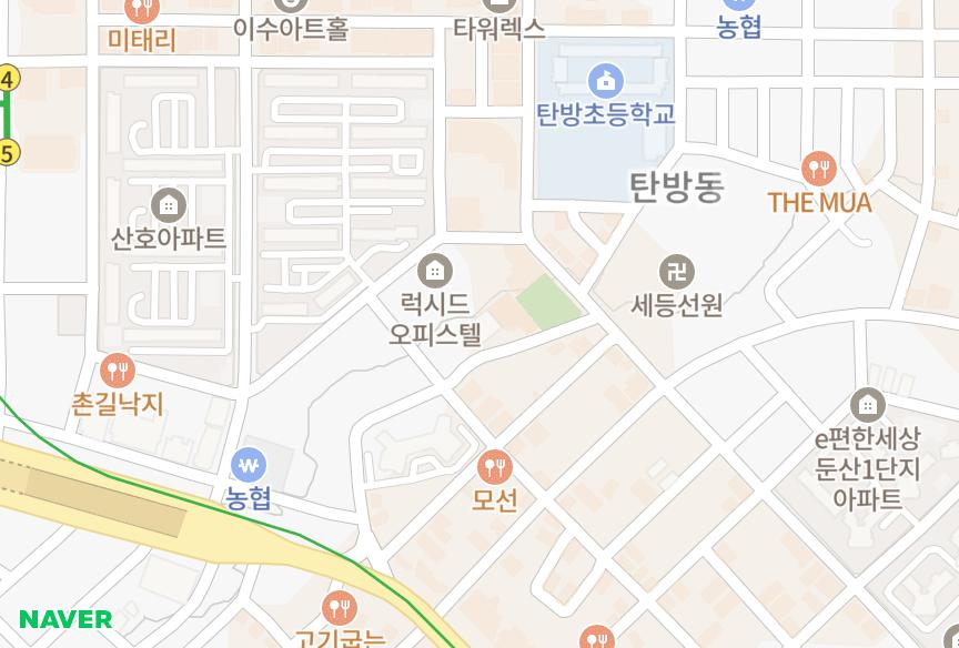 대전광역시 서구 탄방동 젠트리움 위치·실거래 시세 지도