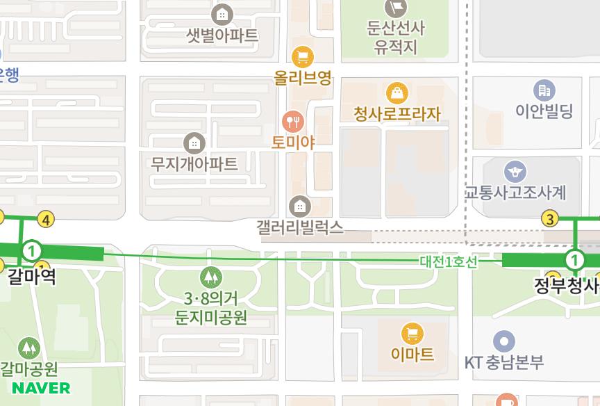 대전광역시 서구 월평동 갤러리빌럭스 위치·실거래 시세 지도