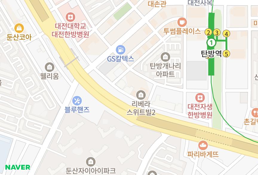 대전광역시 서구 탄방동 시티빌Ⅱ 위치·실거래 시세 지도