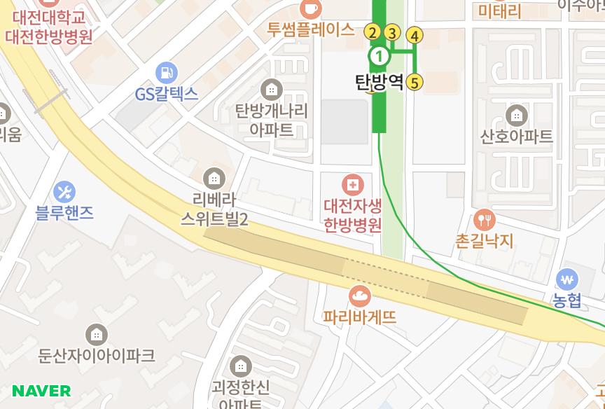 대전광역시 서구 탄방동 메이저타운 위치·실거래 시세 지도