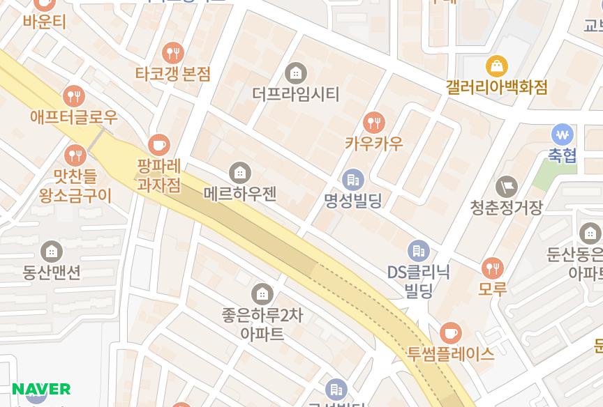대전광역시 서구 둔산동 두운힐스타운 위치·실거래 시세 지도