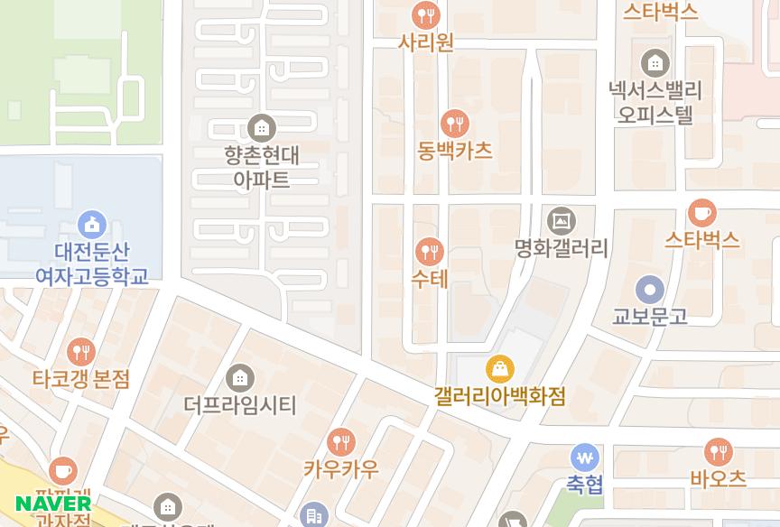대전광역시 서구 둔산동 플로채 위치·실거래 시세 지도
