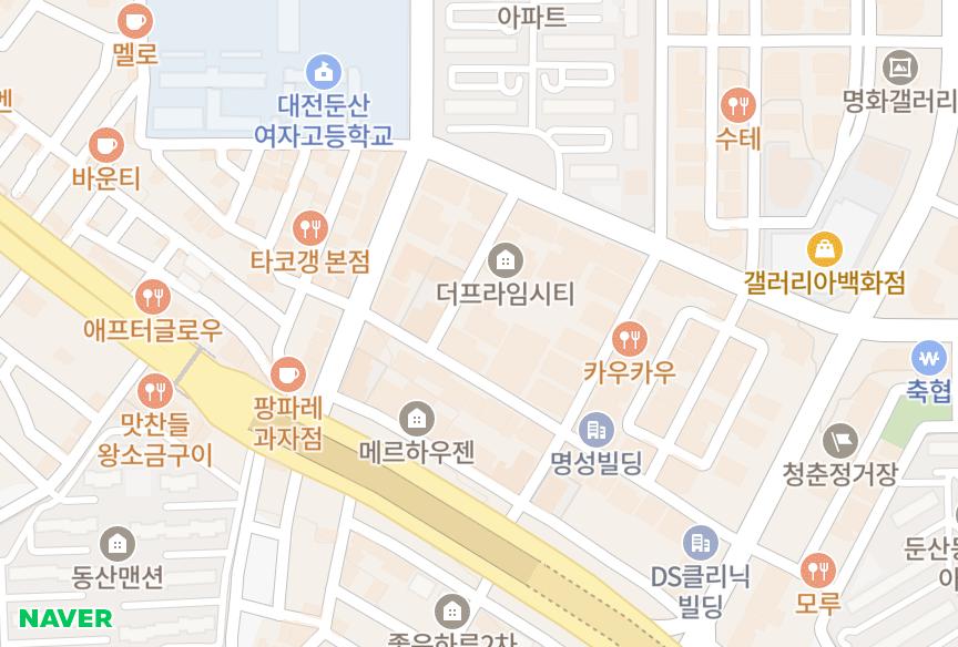 대전광역시 서구 둔산동 둔산플러스 위치·실거래 시세 지도