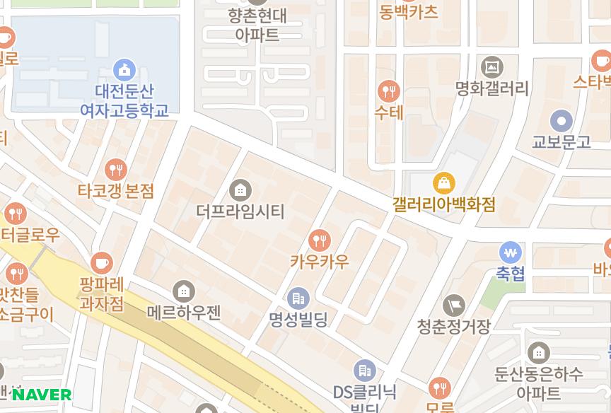 대전광역시 서구 둔산동 갤러리아타운 위치·실거래 시세 지도