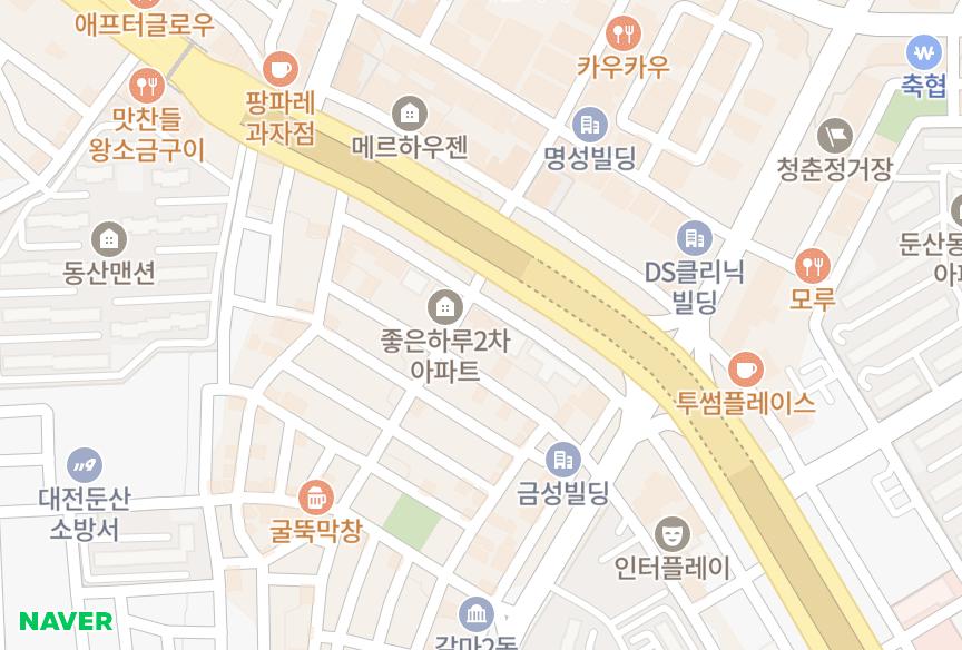 대전광역시 서구 갈마동 리쥬파크 위치·실거래 시세 지도
