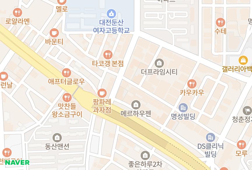 대전광역시 서구 둔산동 두양리체스 위치·실거래 시세 지도