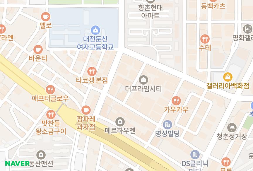 대전광역시 서구 둔산동 더팰리스 위치·실거래 시세 지도