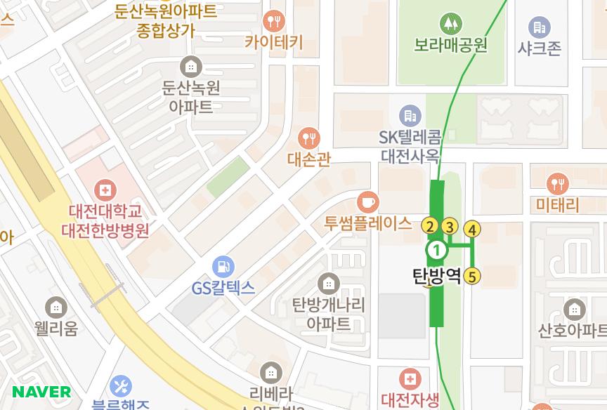 대전광역시 서구 탄방동 다온채 위치·실거래 시세 지도