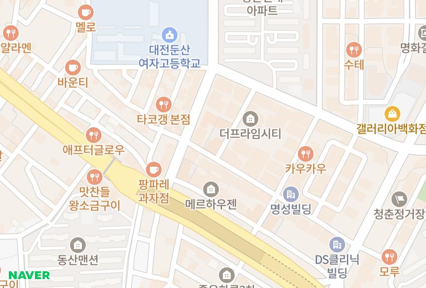 대전광역시 서구 둔산동 더하임 위치·실거래 시세 지도