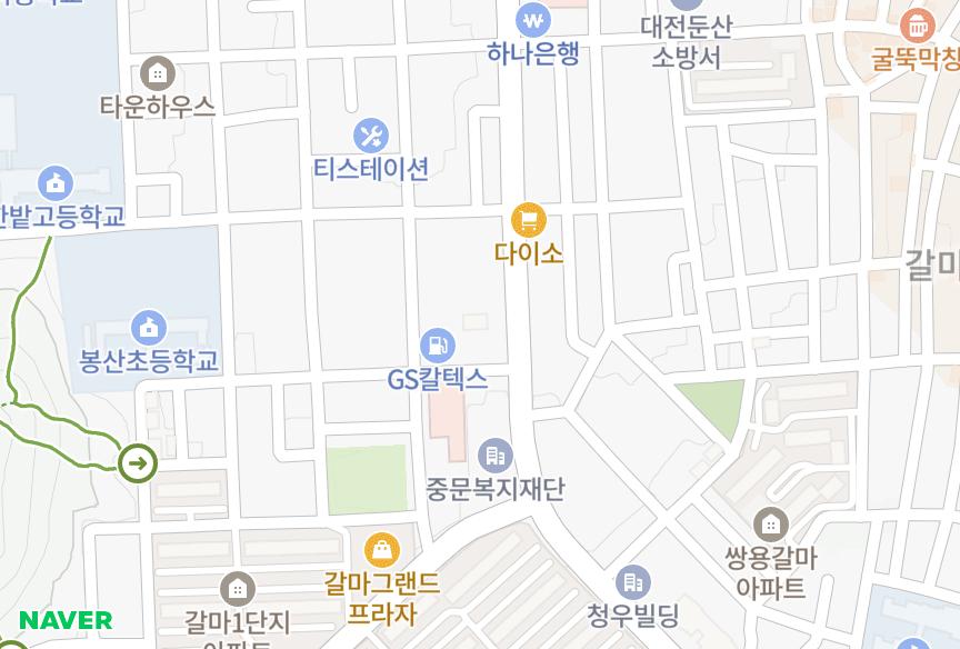 대전광역시 서구 갈마동 쉬크빌 위치·실거래 시세 지도