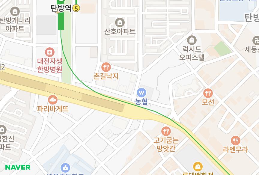 대전광역시 서구 탄방동 더퍼스트주상복합 위치·실거래 시세 지도