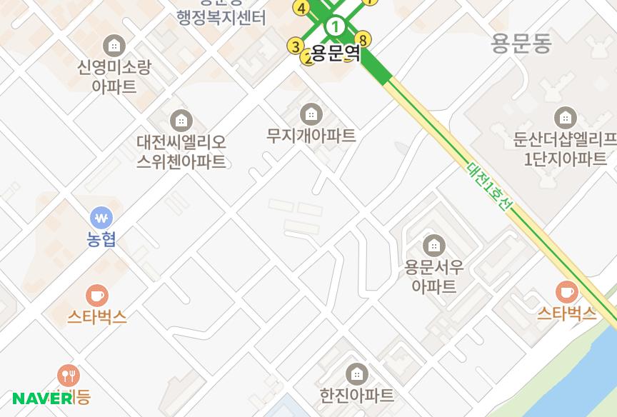대전광역시 서구 용문동 대운하이츠1동 위치·실거래 시세 지도
