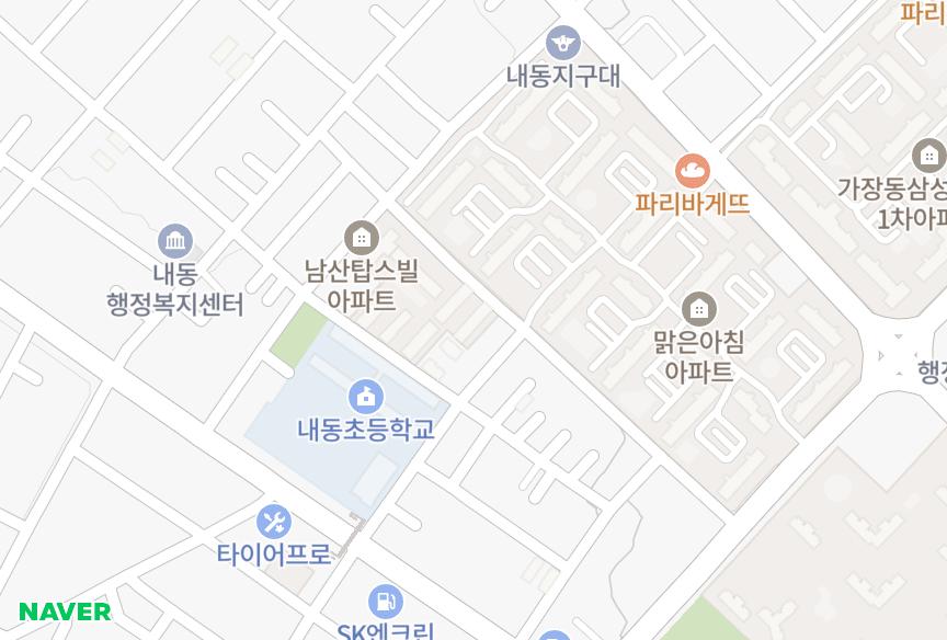 대전광역시 서구 내동 홍익타운나동 위치·실거래 시세 지도