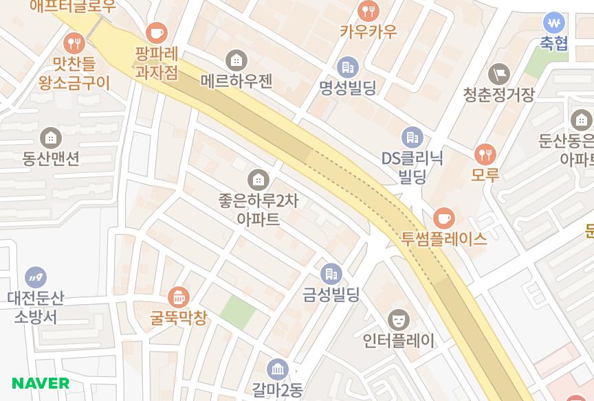 대전광역시 서구 갈마동 비너스빌 위치·실거래 시세 지도