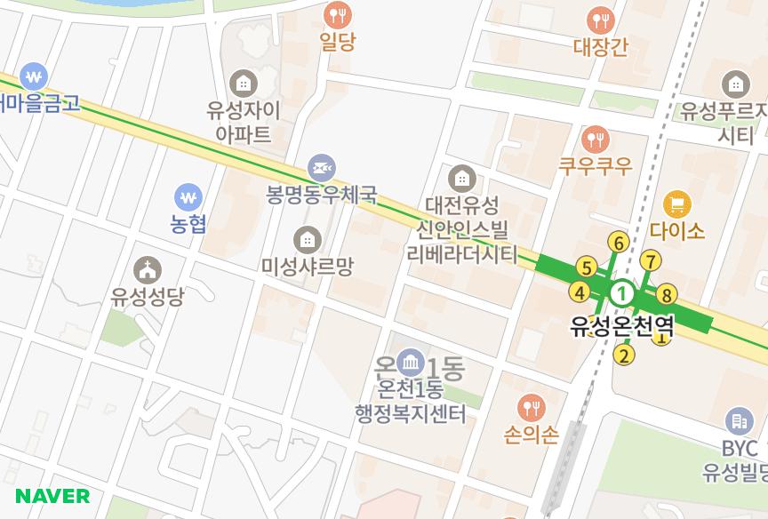 대전광역시 유성구 봉명동 더그린2차 위치·실거래 시세 지도