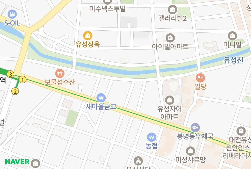 대전광역시 유성구 봉명동 휴안팰리스 위치·실거래 시세 지도