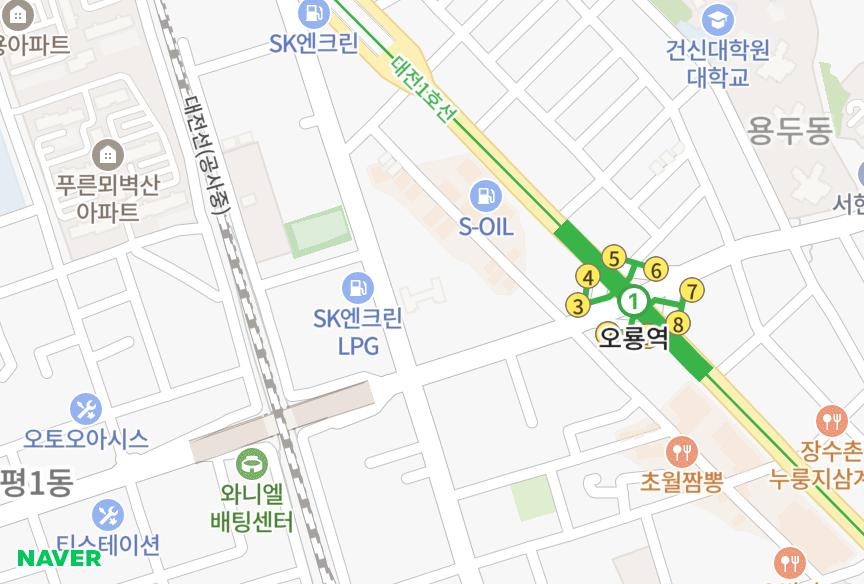 대전광역시 중구 오류동 리쥬파크 위치·실거래 시세 지도