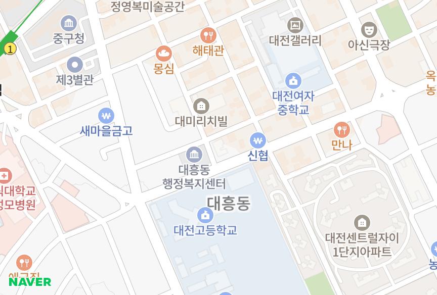 대전광역시 중구 대흥동 듀오빌 위치·실거래 시세 지도