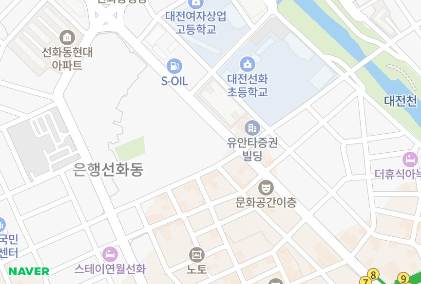 대전광역시 중구 선화동 자연시티빌 위치·실거래 시세 지도
