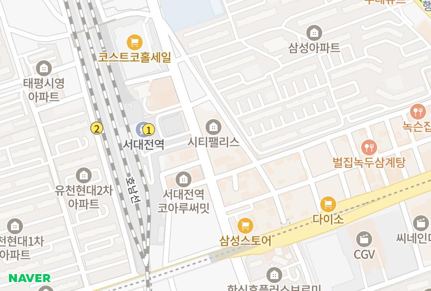 대전광역시 중구 오류동 쉐리움 위치·실거래 시세 지도