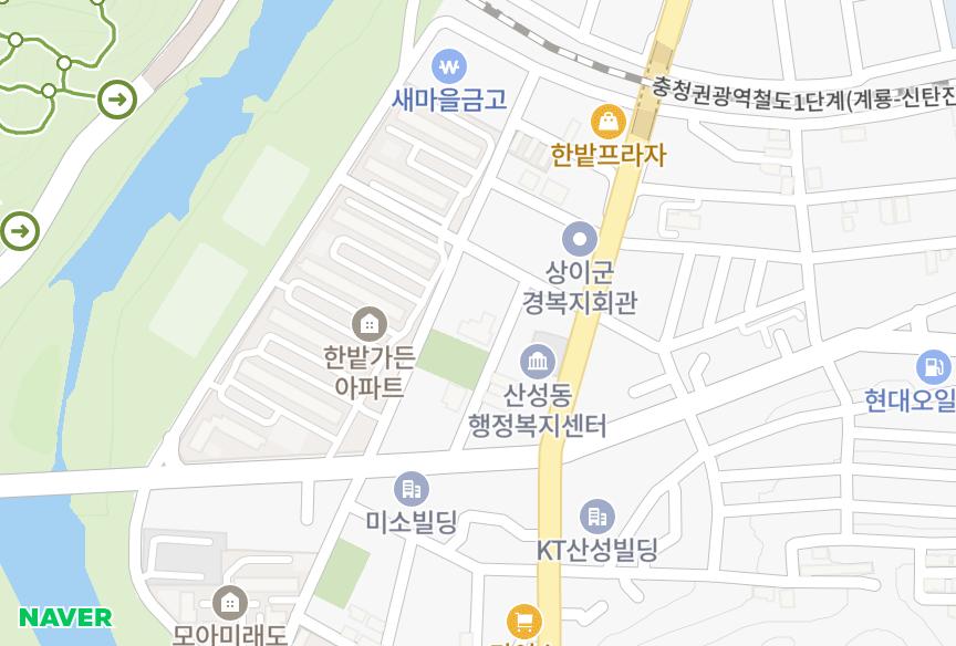 대전광역시 중구 산성동 정다운 위치·실거래 시세 지도