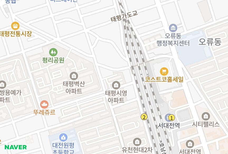 대전광역시 중구 태평동 시영아파트12동 위치·실거래 시세 지도