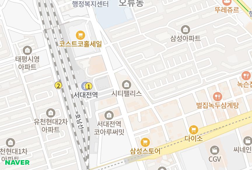 대전광역시 중구 오류동 시티팰리스 위치·실거래 시세 지도