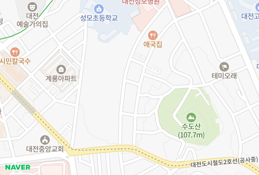 대전광역시 중구 대흥동 한정큐리어스 위치·실거래 시세 지도