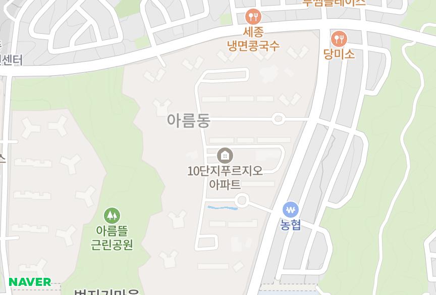 세종특별자치시 세종특별자치시 아름동 대우푸르지오 위치·실거래 시세 지도