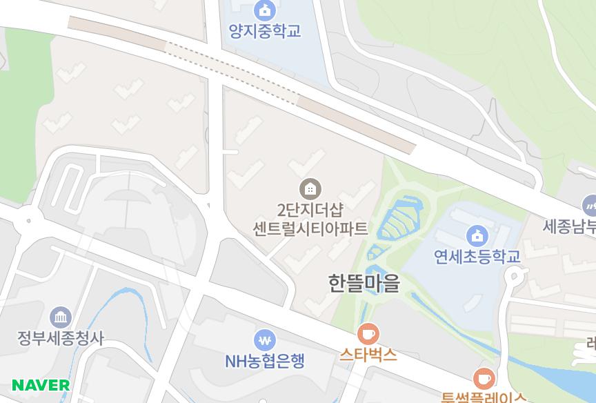 세종특별자치시 세종특별자치시 어진동 한뜰마을2단지세종더샵센트럴시티 위치·실거래 시세 지도