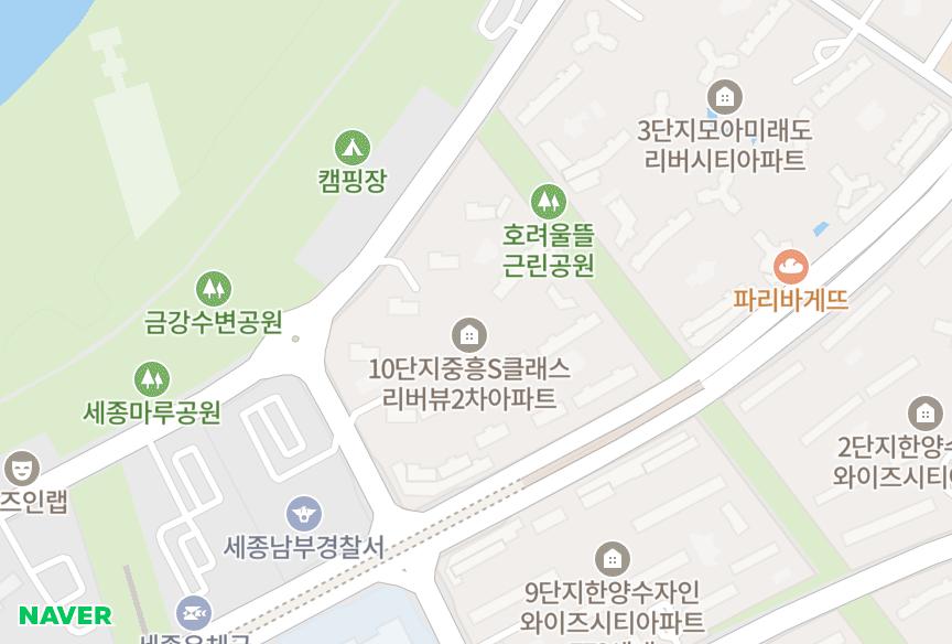 세종특별자치시 세종특별자치시 보람동 호려울마을10단지중흥S클래스리버뷰2차 위치·실거래 시세 지도