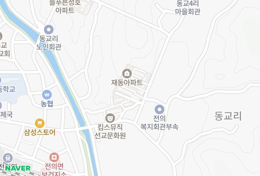 세종특별자치시 세종특별자치시 전의면 동교리 재동 위치·실거래 시세 지도