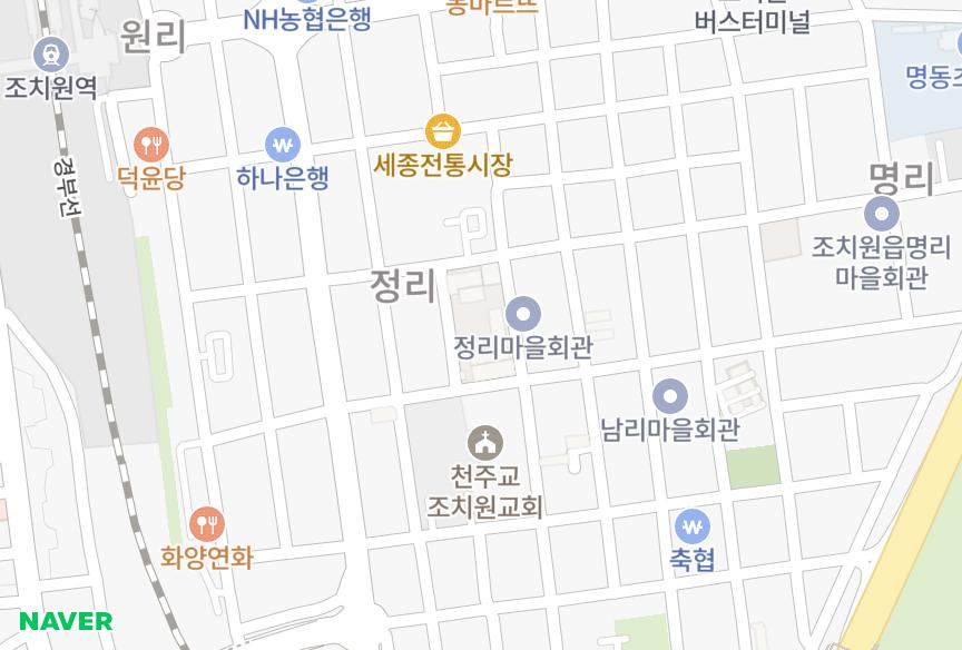 세종특별자치시 세종특별자치시 조치원읍 정리 정리풍산 위치·실거래 시세 지도