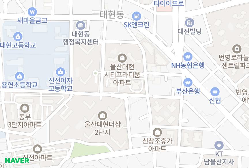 울산광역시 남구 야음동 대현디아채 위치·실거래 시세 지도