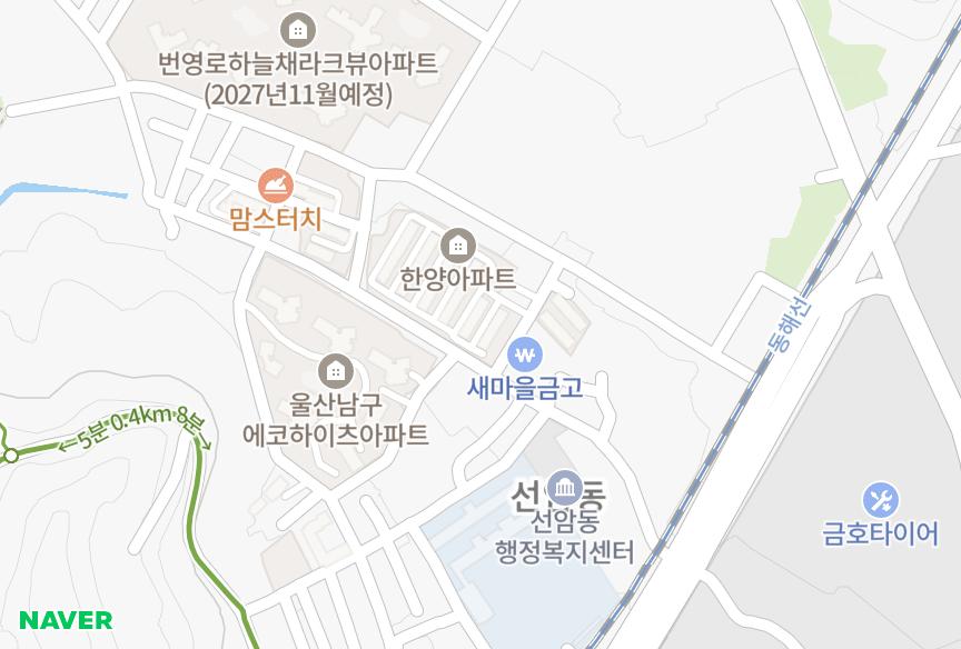 울산광역시 남구 선암동 한양 위치·실거래 시세 지도