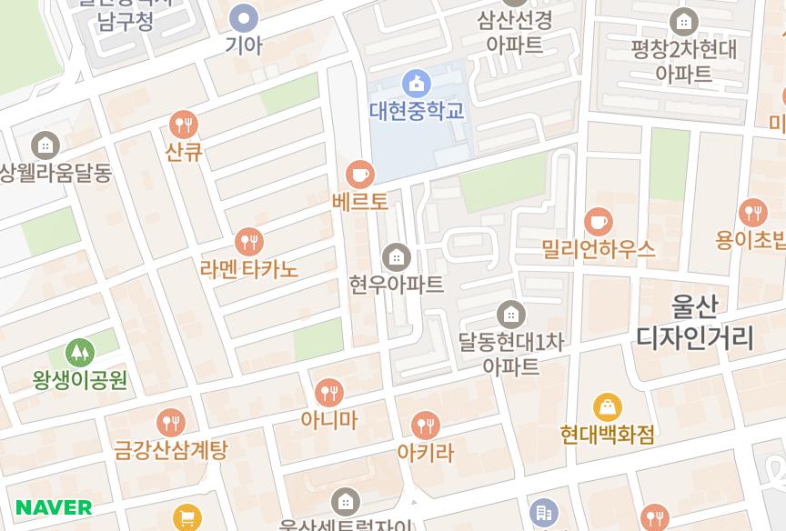 울산광역시 남구 달동 현우골든맨션 위치·실거래 시세 지도